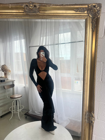 Edano Long Sleeve Gown - Black - Amy Taylor Collection